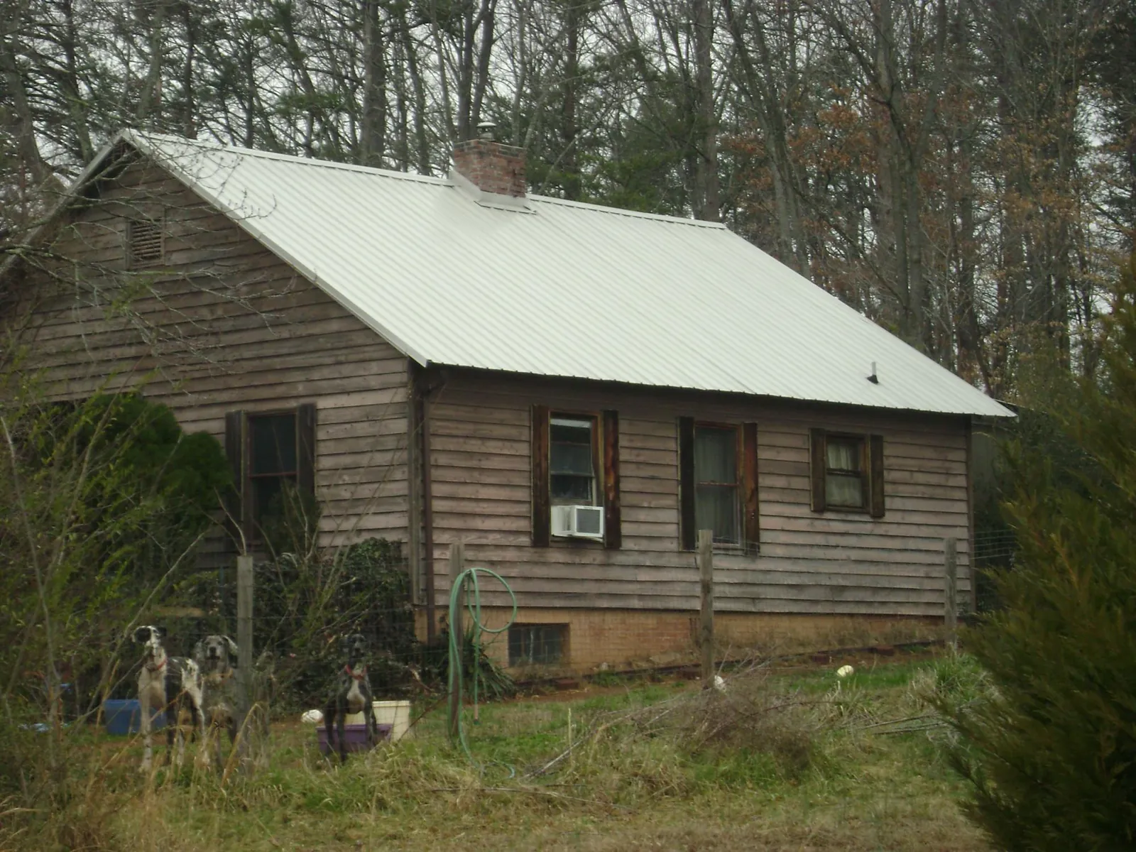 White metal roof on an old wood sided farmhouse, from a Metal Roof Installation job in Chilo